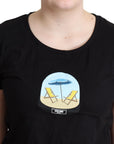Moschino Chic Black Cotton Round Neck Tee