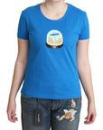 Moschino Chic Blue Cotton Tee with Iconic Print