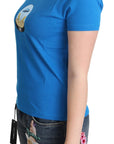 Moschino Chic Blue Cotton Tee with Iconic Print