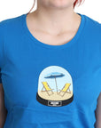 Moschino Chic Blue Cotton Tee with Iconic Print