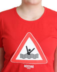 Moschino Chic Red Graphic Cotton Tee