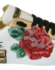 Dolce & Gabbana Elegant Sequined Floral Leather Sneakers