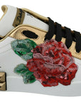 Dolce & Gabbana Elegant Sequined Floral Leather Sneakers
