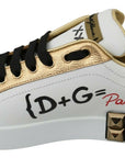 Dolce & Gabbana Elegant Sequined Floral Leather Sneakers