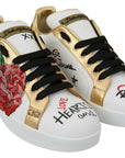Dolce & Gabbana Elegant Sequined Floral Leather Sneakers