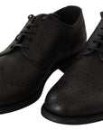 Dolce & Gabbana Elegant Black Leather Derby Wingtip Shoes