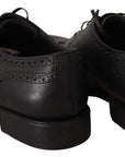 Dolce & Gabbana Elegant Black Leather Derby Wingtip Shoes