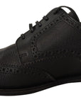Dolce & Gabbana Elegant Black Leather Derby Wingtip Shoes