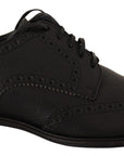 Dolce & Gabbana Elegant Black Leather Derby Wingtip Shoes