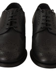 Dolce & Gabbana Elegant Black Leather Derby Wingtip Shoes