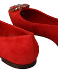 Dolce & Gabbana Crystal Embellished Red Suede Flats