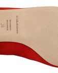 Dolce & Gabbana Crystal Embellished Red Suede Flats