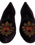 Dolce & Gabbana Chic Purple Velvet Loafers with Heart Detail