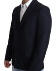 Dolce & Gabbana Elegant Dark Blue Virgin Wool Men's Coat