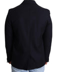 Dolce & Gabbana Elegant Dark Blue Virgin Wool Men's Coat