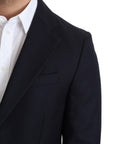 Dolce & Gabbana Elegant Dark Blue Virgin Wool Men's Coat
