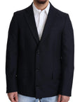 Dolce & Gabbana Elegant Dark Blue Virgin Wool Men's Coat