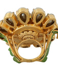 Dolce & Gabbana Crystal Flower Statement Ring Size US 7.5