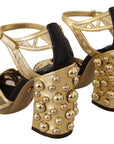 Dolce & Gabbana Elegant Crystal Studded Leather Pumps