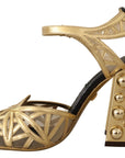 Dolce & Gabbana Elegant Crystal Studded Leather Pumps