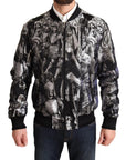 Dolce & Gabbana Elegant Black Bomber Jacket with Silver Details
