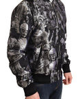 Dolce & Gabbana Elegant Black Bomber Jacket with Silver Details