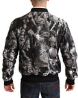 Dolce & Gabbana Elegant Black Bomber Jacket with Silver Details