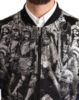 Dolce & Gabbana Elegant Black Bomber Jacket with Silver Details