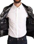 Dolce & Gabbana Elegant Black Bomber Jacket with Silver Details