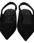 Dolce & Gabbana Elegant Silk Blend Slingback Flats with Crystals
