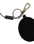 Dolce & Gabbana Chic Black Rubber & Brass Logo Keychain