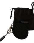 Dolce & Gabbana Chic Black Rubber & Brass Logo Keychain