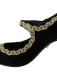Dolce & Gabbana Elegant Gold-Embroidered Black Velvet Pumps