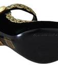 Dolce & Gabbana Elegant Gold-Embroidered Black Velvet Pumps