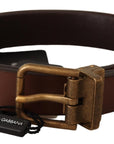 Dolce & Gabbana Elegant Brown Leather Belt with Gold Buckle