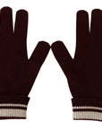 Dolce & Gabbana Elegant Red Cashmere Gloves with Crown Motif