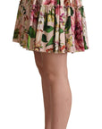 Dolce & Gabbana Elegant Floral Silk High Waist Mini Skirt