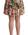 Dolce & Gabbana Elegant Floral Silk High Waist Mini Skirt