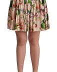 Dolce & Gabbana Elegant Floral Silk High Waist Mini Skirt