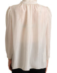 Dolce & Gabbana Elegant Light Gray Silk Ascot Blouse