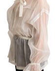 Dolce & Gabbana Elegant White Silk-Cotton Ascot Blouse