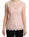 Dolce & Gabbana Elegant Pink Lace Sleeveless Blouse