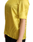 Dolce & Gabbana Elegant Silk Short Sleeve Blouse Top - Yellow