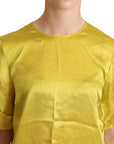 Dolce & Gabbana Elegant Silk Short Sleeve Blouse Top - Yellow