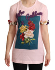 Dolce & Gabbana Elegant Floral Rose Applique T-Shirt