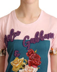 Dolce & Gabbana Elegant Floral Rose Applique T-Shirt
