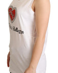 Dolce & Gabbana Crystal Embellished Heart White Sleeveless Tee