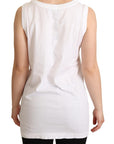 Dolce & Gabbana Crystal Embellished Heart White Sleeveless Tee