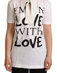 Dolce & Gabbana Chic White Love Motif Silk-Blend Tee