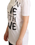 Dolce & Gabbana Chic White Love Motif Silk-Blend Tee